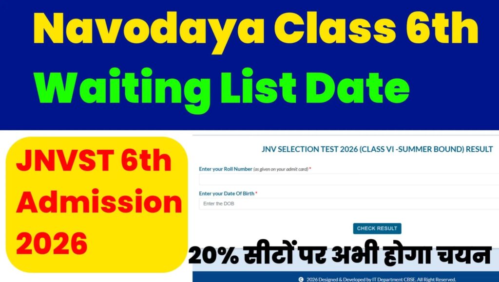 Navodaya Class 6 Waiting List 2026